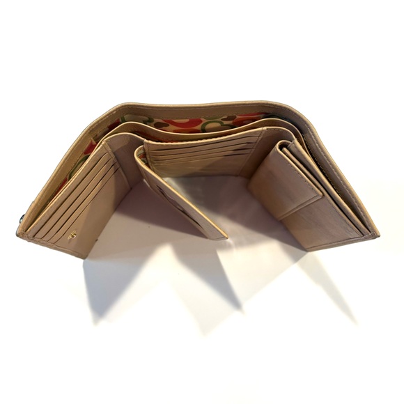 Lovcat Paris nude, carmel, camel, tan leather wallet with crystals heart - Picture 5 of 7